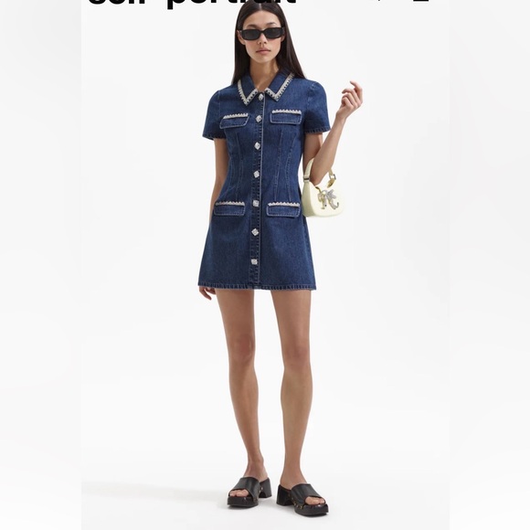 💎💎 BNWOT DENIM COLLARED MINI DRESS 💎💎 - Picture 2 of 3